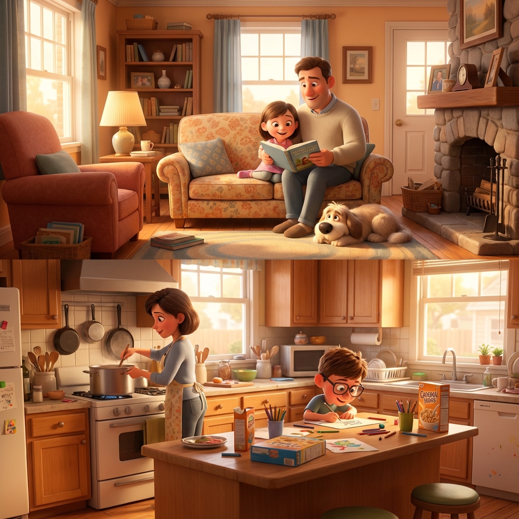 Family in Pixar 3D